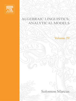 cover image of Algebraic Linguistics; Analytical Models by Solomon Marcus
